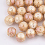 Perles en verre electroplate, ronde avec motif