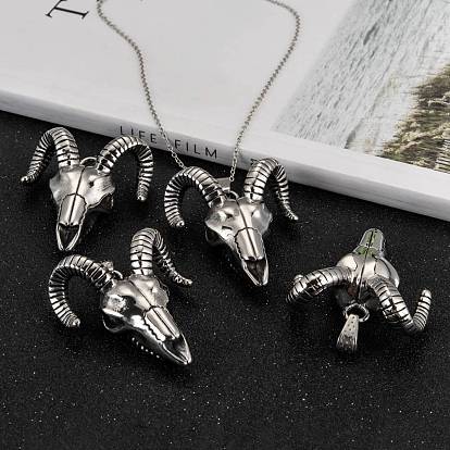 Cattle Skull 304 Stainless Steel Big Pendants, 51x42x15mm, Hole: 9.5x5mm
