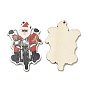 Grands pendentifs en bois imprimés de noël à face unique, charmes du père Noël avec moto