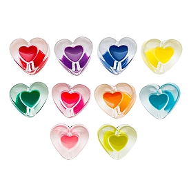 Transparent Acrylic Enamel Beads, Heart
