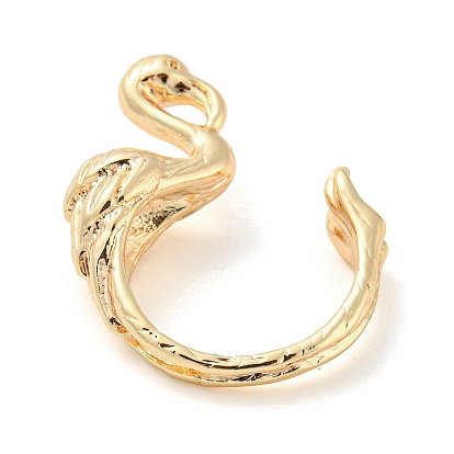 Brass Open Cuff Finger Rings, Flamingo Shape