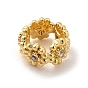 Rack Plating Brass Cubic Zirconia Spacer Beads, Cadmium Free & Lead Free, Long-Lasting Plated, Column with Flower Pattern