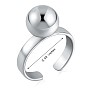 925 Sterling Silver Round Ball Open Cuff Ring for Women