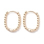 Rack Plating Brass Beaded Oval Huggie Hoop Earrings for Women, Cadmium Free & Lead Free