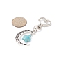 Moon Tibetan Style Alloy Pendant Decorations, with Dyed Synthetic Turquoise and Alloy Swivel Lobster Clasps, Sea Turtle