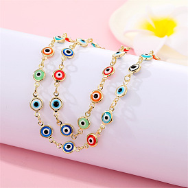 Ensemble de bijoux pour les yeux vintage colorés avec chaîne de clavicule oeil du diable - accessoires uniques et personnalisés pour femmes