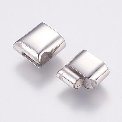 Rectangle 304 Stainless Steel Magnetic Clasps with Glue-in Ends, 20x14x8mm, Hole: 12x6mm