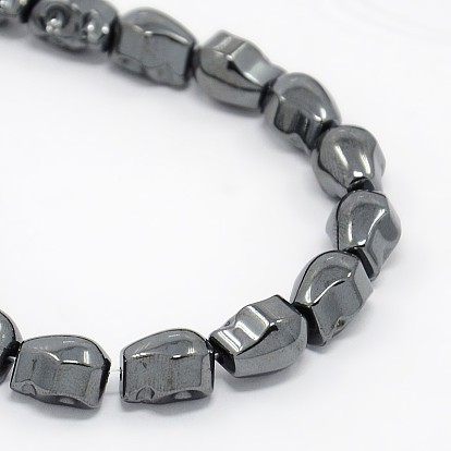 Non-magnetic Synthetic Hematite Beads Strands, Skull, 10x8x8mm, Hole: 1mm, about 20pcs/strand, 7.8 inch