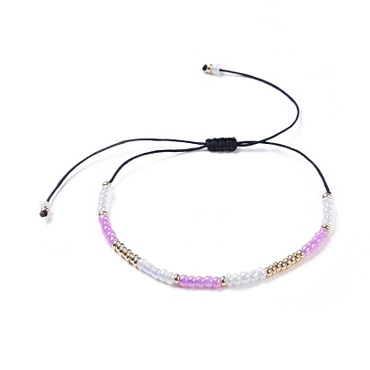 Bracelets de perles de tresse de fil de nylon, avec des perles en verre de graine