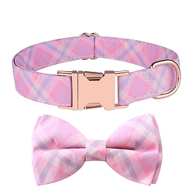 Adjustable Polyester Pet Collars, Bowknot Cat Dog Choker Necklace, with Side Release Buckle