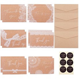 Paper Thank You Card, Paper Envelopes, with Stickers, for Birthday Party Invitation Card Making