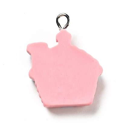 Christmas Opaque Resin Pendants, with Platinum Tone Iron Loops, House Charm