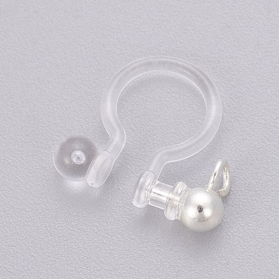 Transparent u type indolore empêcher le clip d'oreille en résine d'allergie, avec les accessoires en acier inoxydable