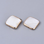 Edge Golden Plated Freshwater Shell Beads, Square