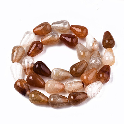 Natural Crackle Agate Beads Strands, Teardrop