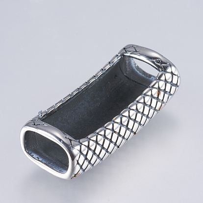 304 Stainless Steel Slide Charms, Rectangle with Snakeskin Pattern
