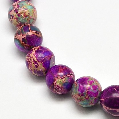 Natural Imperial Jasper Round Bead Strands, Dyed