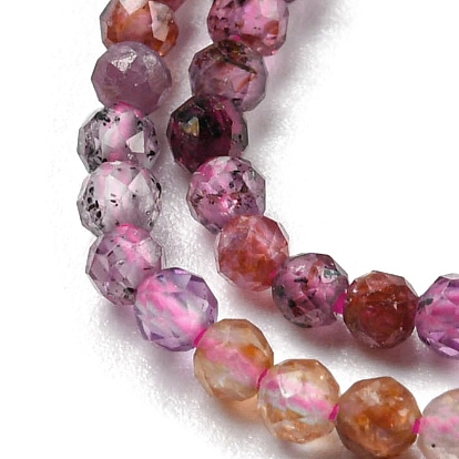 Perles de rubis et de saphir naturels, ronde à facettes