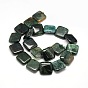 Natural Square Moss Agate Beads Strands, 20x20x6mm, Hole: 1mm, about 20pcs/strand, 15.74 inch