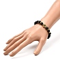 Bracelet extensible en perles de lave naturelle, main hamsa / main de miriam avec bracelet de perles en alliage mauvais œil, Bracelet diffuseur d'huiles essentielles d'aromathérapie, or