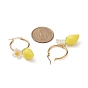 Серьги-кольца с подвесками в форме лимона из смолы и абс-пластика с жемчужным цветком, золотые украшения 304 из нержавеющей стали для женщин