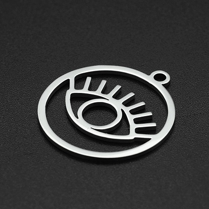 Ion Plating(IP) 201 Stainless Steel Pendants, Laser Cut, Hollow, Ring with Eye