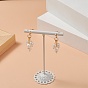 Natural Pearl Beaded Cluster Earrings, Brass Dangle Stud Earrings for Women