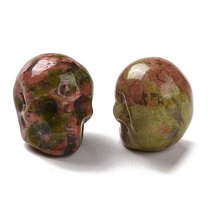 Perles de unakite naturelles, Halloween crâne