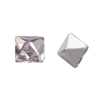 K 9 cabujones de diamantes de imitación de cristal, puntiagudo espalda y dorso plateado, facetados, plaza