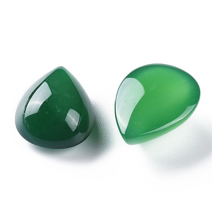 Natural Green Onyx Agate Cabochons, Teardrop, Dyed & Heated