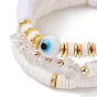 Ensemble de bracelets de grosses perles de tube, bracelets de perles mauvais œil, perles de cristal de quartz naturel bracelets reiki, bracelets de surf en perles heishi pour femmes, or
