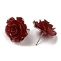 Boucles d'oreilles en résine avec fleur de rose et épingles en acier inoxydable