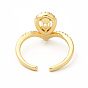 Clear Cubic Zirconia Teardrop with Enamel Evil Eye Open Cuff Ring, Brass Jewelry for Women