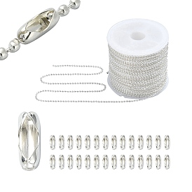 Kit de fabrication de chaînes diy tag, y compris les chaînes de billes de fer, soudé, avec bobine, avec des connecteurs de la chaîne de boule