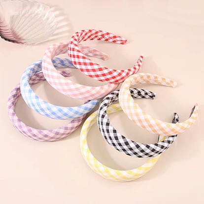 Sweet and Stylish Wide-brim Headband with Plaid Pattern - Spring/Summer Hair Accessory.