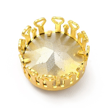 Diamantes de imitación para coser en forma redonda, diamantes de imitación de cristal, accesorios de prendas de vestir, Enlaces multifilares, con fornituras de latón de tono de oro