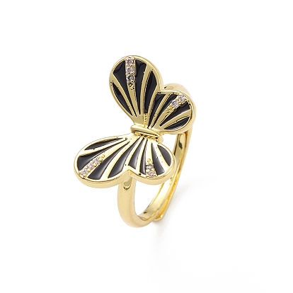 Регулируемое кольцо с эмалевой бабочкой, настоящие позолоченные украшения из латуни для женщин, без свинца и без кадмия