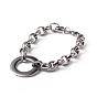 Ring 304 Stainless Steel Link Bracelets, with Lobster Claw Clasps, 8-5/8 inch(220mm), 10mm