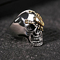 Crâne en acier inoxydable chirurgical à deux tons avec anneau de scorpion, bijoux punk gothique pour femme