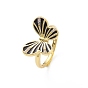Anillo ajustable con mariposa esmaltada, joyas de latón chapado en oro real 18k para mujer, sin plomo y el cadmio