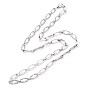 304 Stainless Steel Link Chain Necklaces, with Lobster Claw Clasps, Oval with Cross