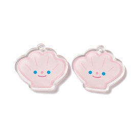 Transparent Acrylic Pendants, Jellyfish with Smiling Face Pattern