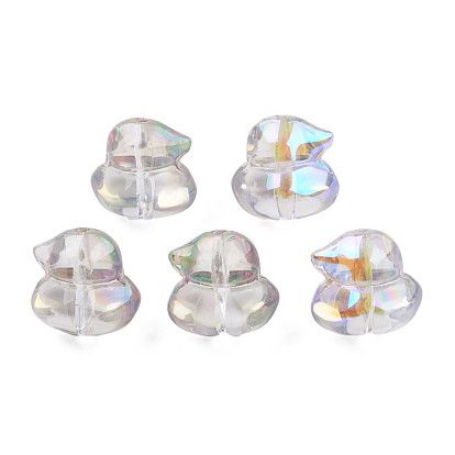 Transparent Electroplate Glass Beads, AB Color Plated, Duck