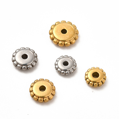 304 Stainless Steel Disc Beads, Flower