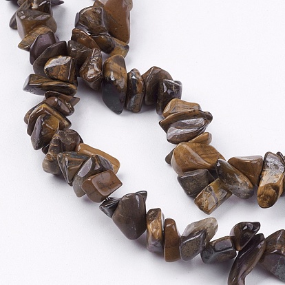 Hebras de perlas naturales tigre de piedra de ojo, chip, 4~10x4~6x2~4 mm, agujero: 1 mm, sobre 210 unidades / cadena, 35.4 pulgada