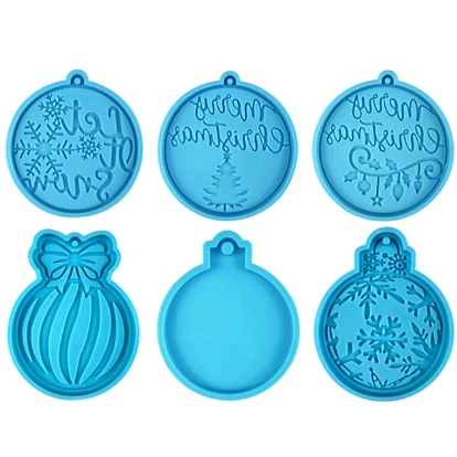 DIY Pendant Silicone Molds, Resin Casting Molds, Christmas Ball with Snowflake/Stripe/Tree Pattern