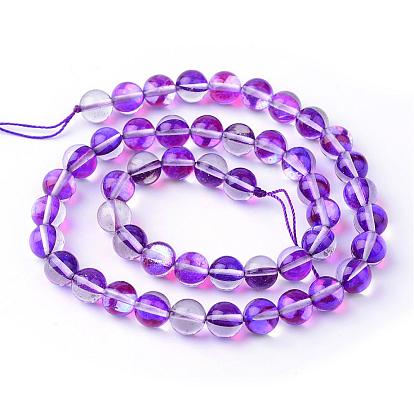 Synthetic Moonstone Beads Strands, Holographic Beads, Dyed, Round