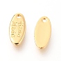 Brass Pendants, Oval with Word Hand Made