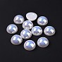 ABS Plastic Imitation Pearl Beads, AB Color Plated, Half Round