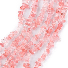 Perles de verre de quartz cerise brins, puce